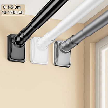 No-Drill Tension Curtain Rod with 33 mm Tube, Black, White or Grey Finish and 15.75–196.85 Inch Ranges