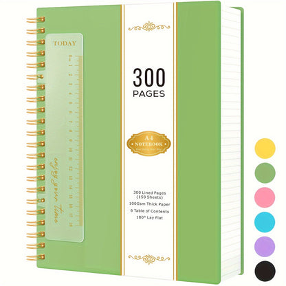 Large Spiral Notebook 300 Pages Hardcover – 8.5x11 A4 College Ruled 100GSM Lined Paper PVC Waterproof Cover for Work School Travel Women Men