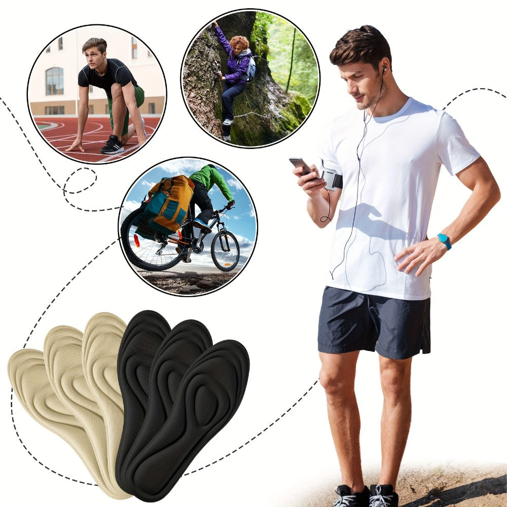 Eight-Pair Neutral Sponge Replacement Insoles with Contoured Heel and Forefoot Zones for Everyday Shoes