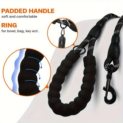 Dual Dog Walking Leash with Padded Handle, Two 30-Inch Branches and Six Reflective Color Options