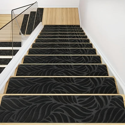Stair Treads 15pcs 8"x30" Self-Adhesive Carpet Pads for Wooden Steps, Polyester Indoor Stair Mats for Safety