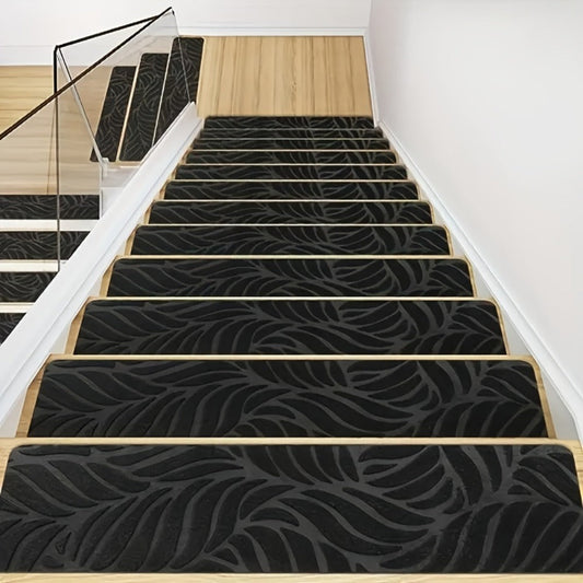 Stair Treads 15pcs 8"x30" Self-Adhesive Carpet Pads for Wooden Steps, Polyester Indoor Stair Mats for Safety