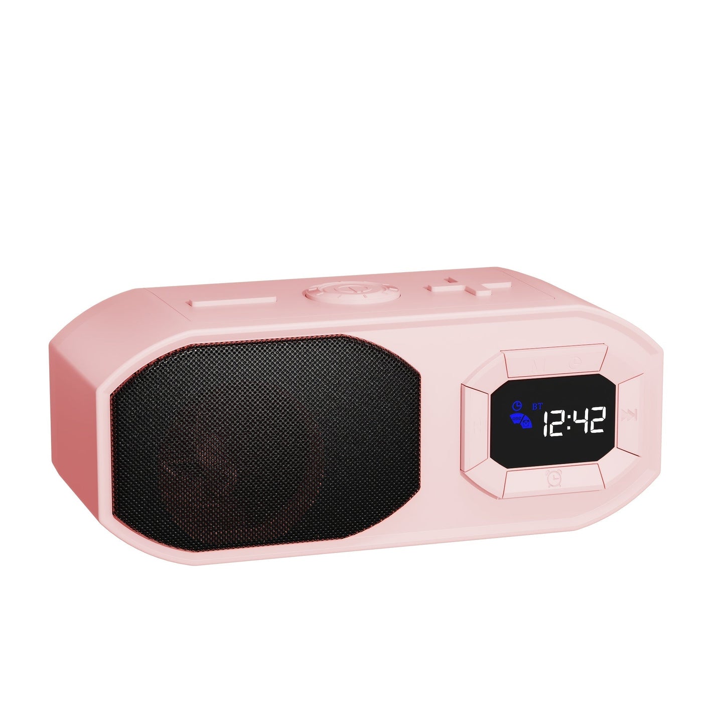 Bluetooth Speaker with Digital Alarm Clock, Fixed-Time Alarm, HD Sound, TWS Stereo Pairing, USB TF Card AUX Input