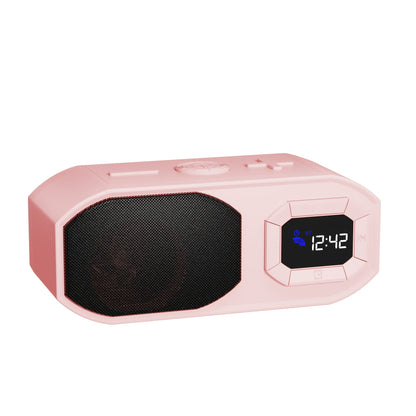 Bluetooth Speaker with Digital Alarm Clock, Fixed-Time Alarm, HD Sound, TWS Stereo Pairing, USB TF Card AUX Input