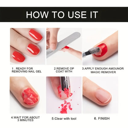 Gel Nail Polish Remover 3pcs Set – Soak Off Gel Nails, Nail Glue & Acrylic Nails in 2-3 Minutes | Fast Gentle Formula for Home DIY & Salon