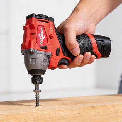 Power Tools ELECMAPS 1/4 Inch Cordless Brushless Impact Driver in Compact Red Tool-Only Configuration