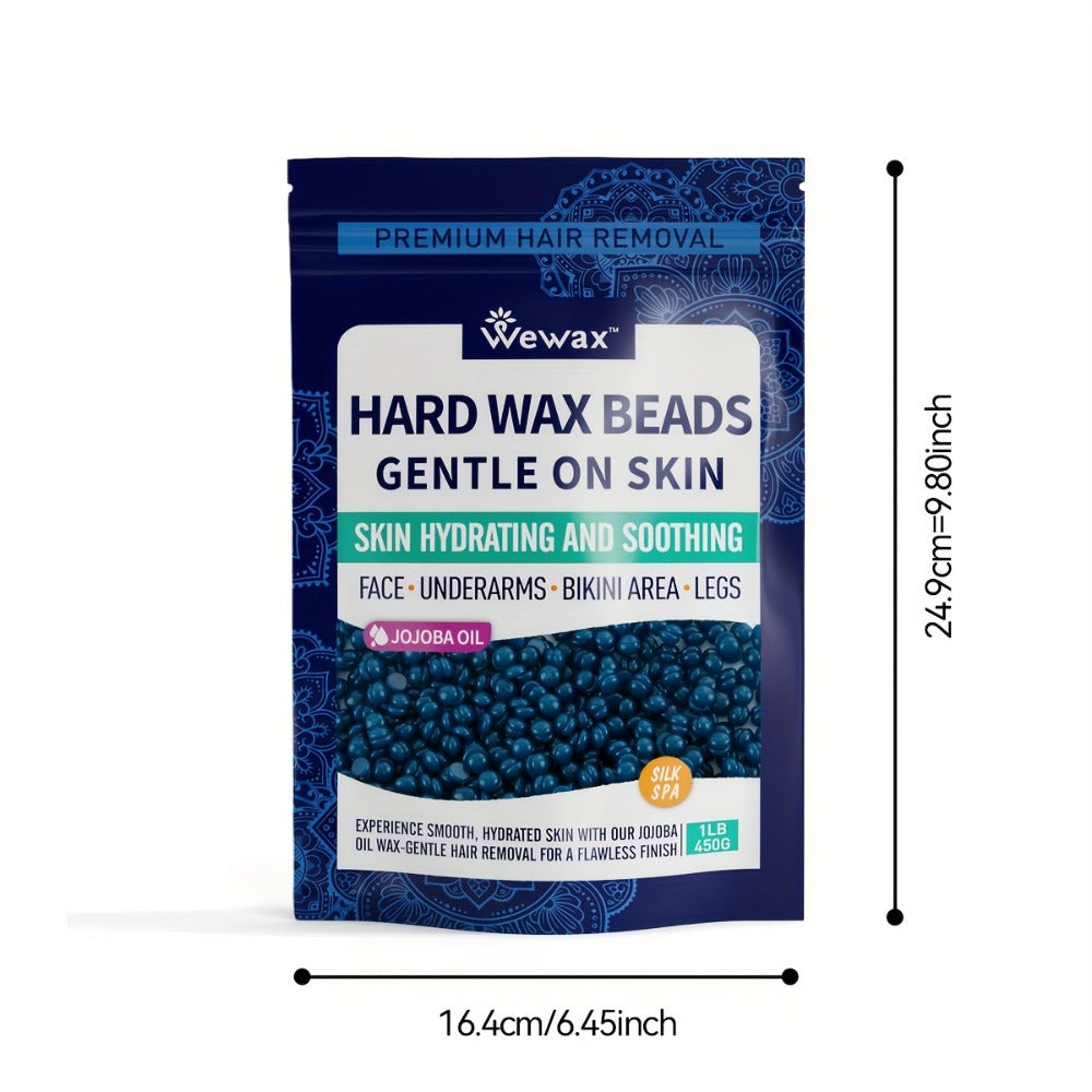 Hard Wax Beads 450g Brazilian Strong Adhesion No-Strip – Precision At-Home Waxing for Bikini Legs Underarms Arms Body Face
