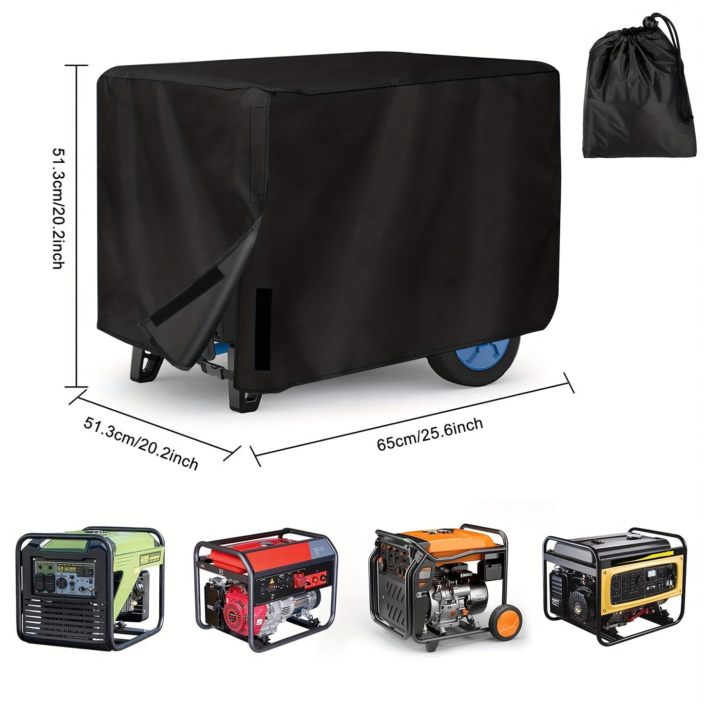 Generator Cover, Oxford Cloth Portable Generator Protector with Elastic Drawstring, UV & Rain Protection