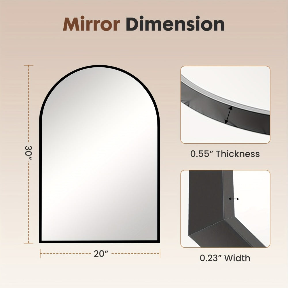 Arched Rectangle Metal Wall Mirror in Black or Gold with Seven Size Options up to 31 x 32 Inches