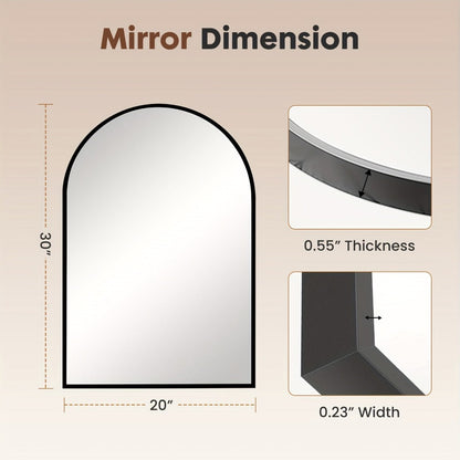 Arched Rectangle Metal Wall Mirror in Black or Gold with Seven Size Options up to 31 x 32 Inches