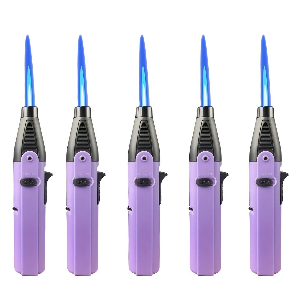 Windproof Torch Lighter 5 Pack Outdoor Butane Gas Lighter Set 1300 1800 Degree Blue Flame for Grilling, Camping and Outdoor Meals