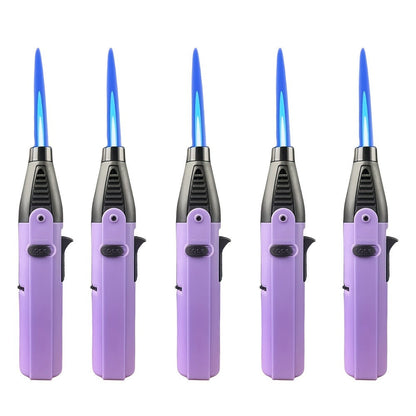 Windproof Torch Lighter 5 Pack Outdoor Butane Gas Lighter Set 1300 1800 Degree Blue Flame for Grilling, Camping and Outdoor Meals
