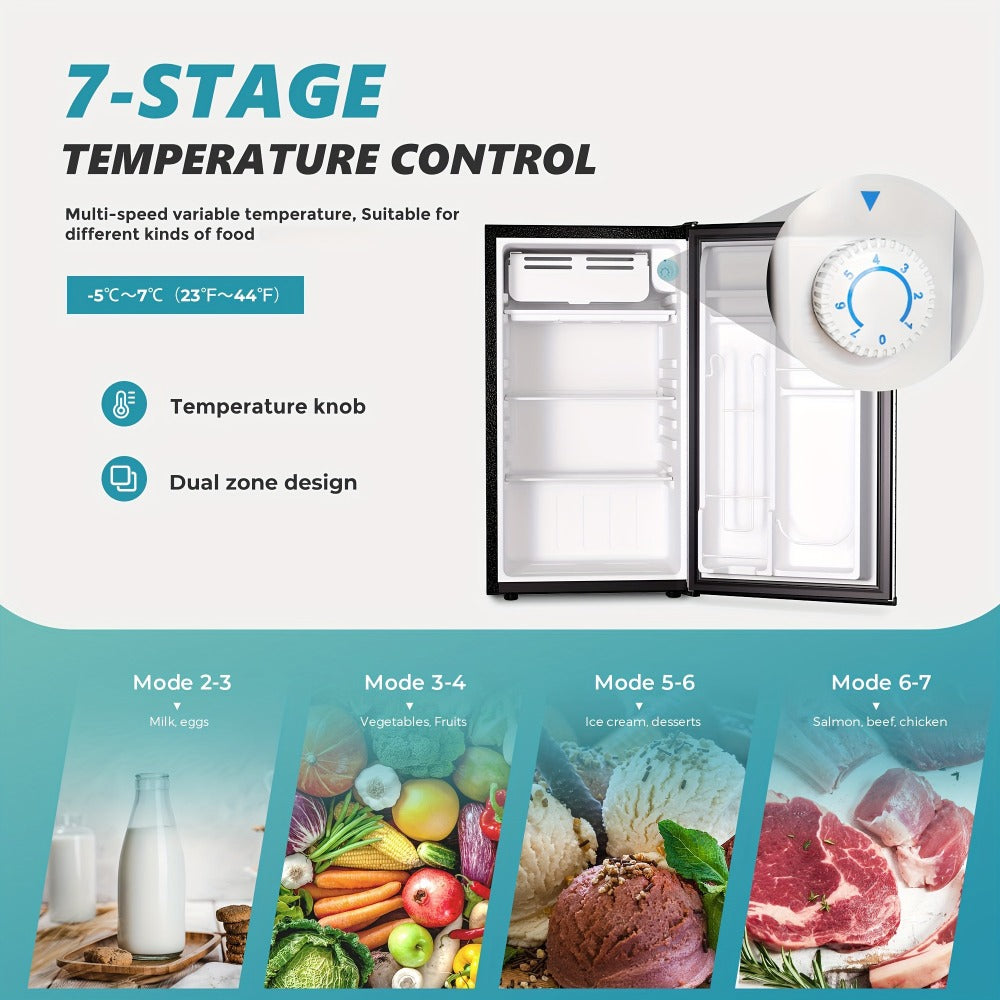 Mini Fridge with Freezer 1.7/3.5 Cu.Ft - Compact Refrigerator with Adjustable Thermostat, Energy Saving