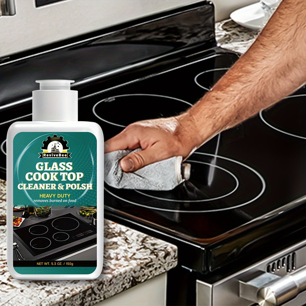Glass Cooktop Cleaner and Polish – Powerful Stain Remover, Removes Oil Film, Water Spots & Burnt-On Residue