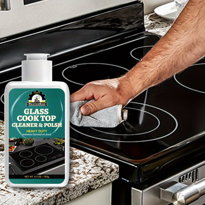 Glass Cooktop Cleaner and Polish – Powerful Stain Remover, Removes Oil Film, Water Spots & Burnt-On Residue