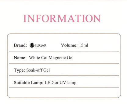 White Glitter Cat Eye Gel Polish Set 2pc Sparkling Magnetic with Stick Included | Soak Off UV LED 0.51oz Each Semi-Permanent 3D Nail Art |