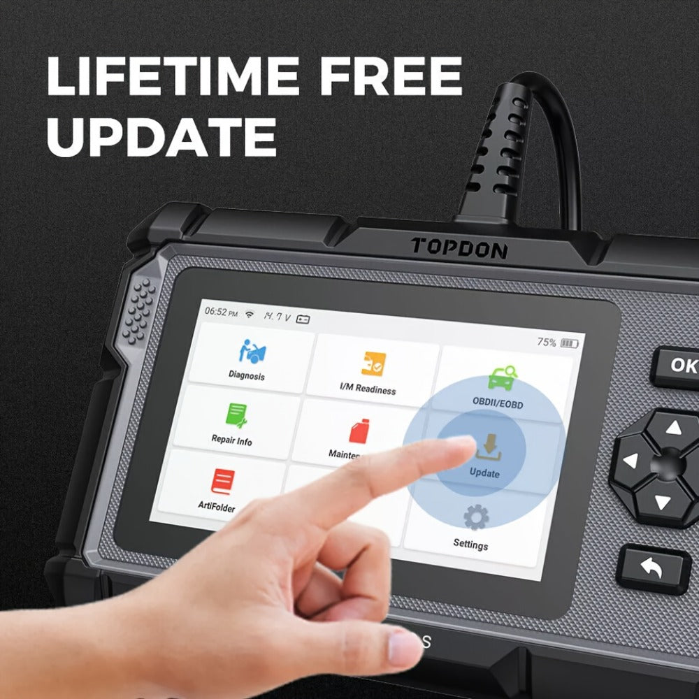 OBD2 Scanner with ABS SRS Engine Transmission Diagnostics 5 Reset Services Oil BMS DPF Throttle – TOPDON AD500S WiFi 5-Inch Touchscreen 90+