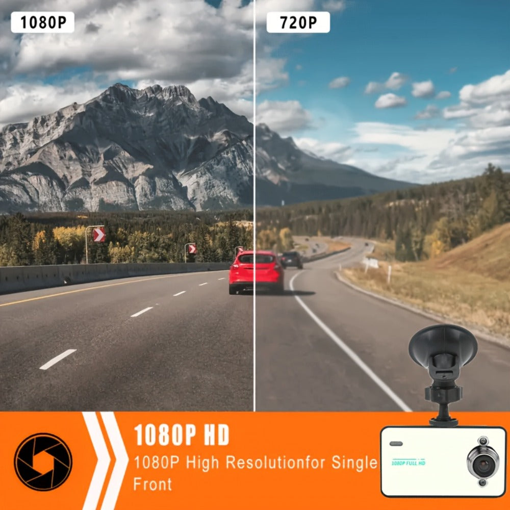 1080P Dash Cam with Night Vision & Loop Recording – 2.2" Car DVR Camera, Suction Cup Mount, Single Lens, No SD Card Required