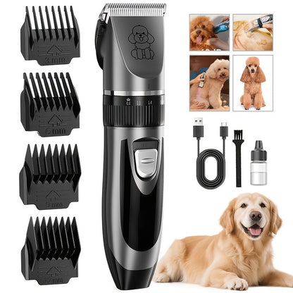 Pet Hair Clipper Kit, KALHELA USB-Rechargeable Trimmer with Ceramic Blade and Eight Color or Accessory Options
