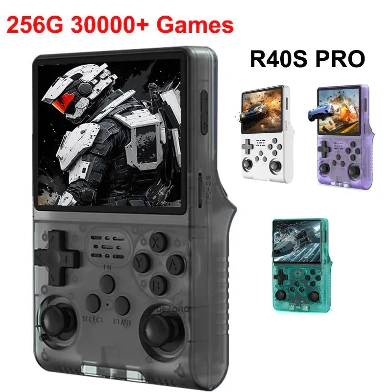 Handheld Game Console R40S Pro with 3.5-Inch IPS HD, 640x480 resolution, 256GB Options, 3500mAh Battery, 30, 000-game 256GB bundle