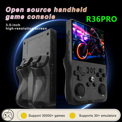 Handheld Game Console R36PRO with 3.5-Inch IPS, 640x480, 64GB or 128GB Options, 4000mAh Battery, Hall Effect