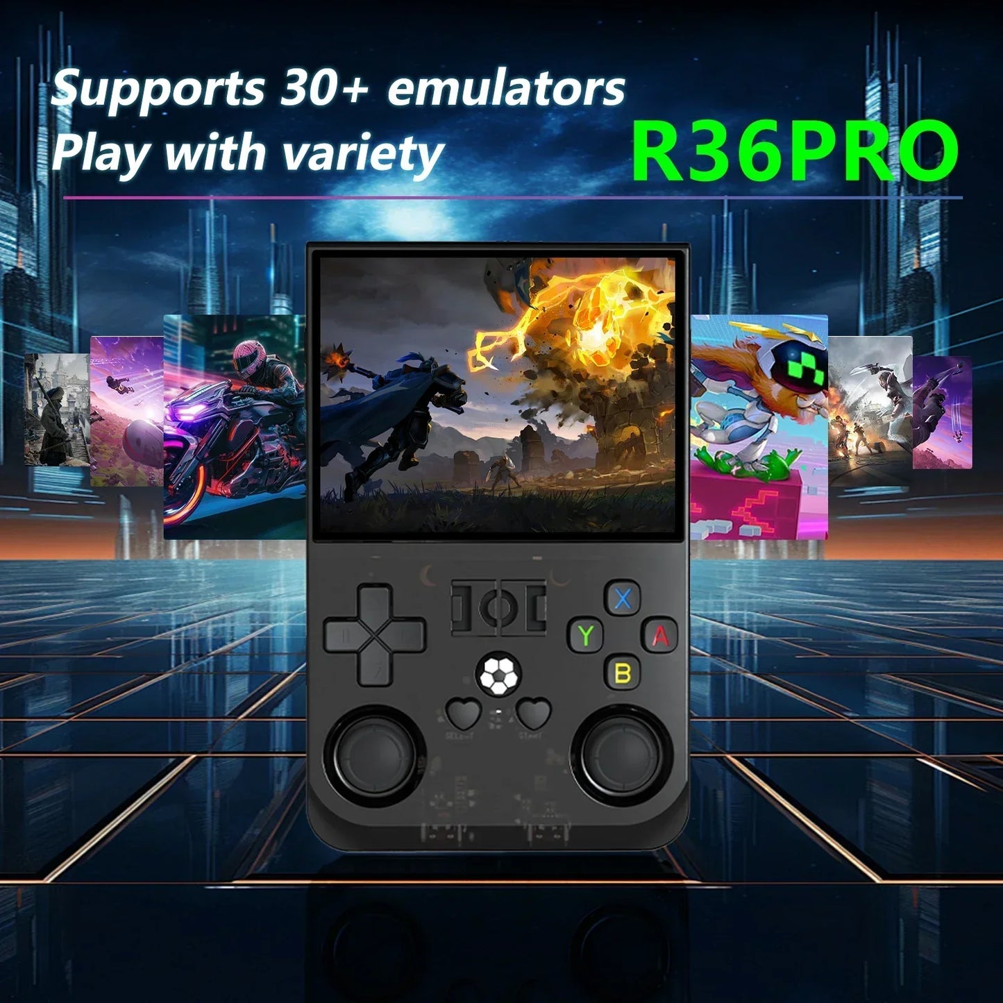 Handheld Game Console R36PRO with 3.5-Inch IPS, 640x480, 64GB or 128GB Options, 4000mAh Battery, Hall Effect