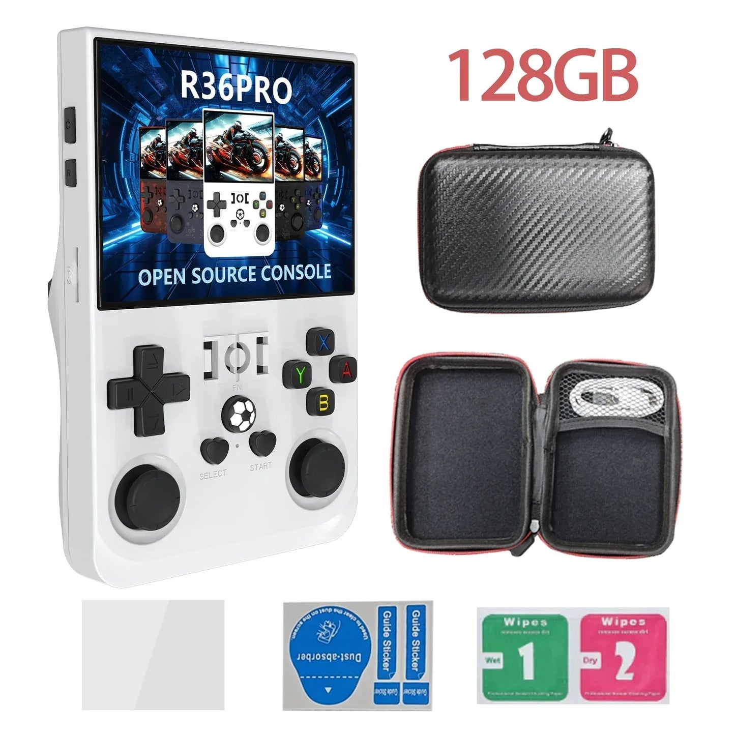 Handheld Game Console R36PRO with 3.5-Inch IPS, 640x480, 64GB or 128GB Options, 4000mAh Battery, Hall Effect