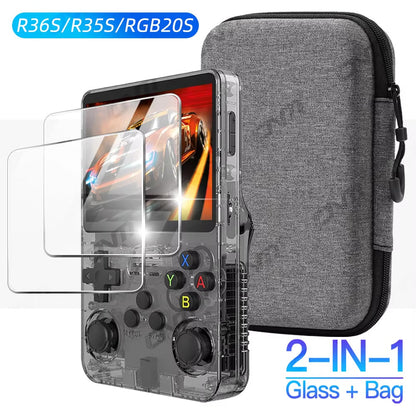 R36S R35S Screen Protector + EVA Storage Case Set 9H Tempered Glass Scratch-Resistant Retro for an Everyday Personal Care Routine