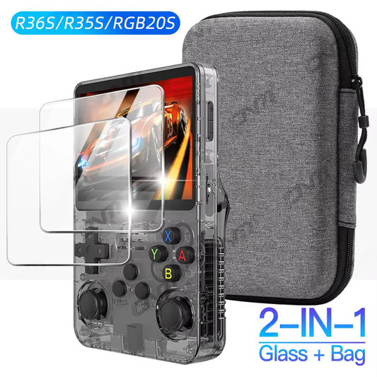 R36S R35S Screen Protector + EVA Storage Case Set 9H Tempered Glass Scratch-Resistant Retro for an Everyday Personal Care Routine