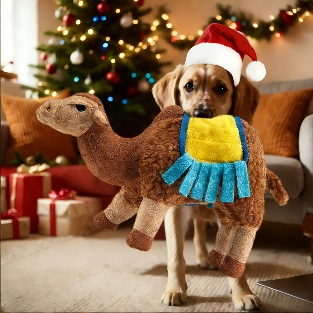 Dog Toy Camel Plush with Built-In Squeaker and Washable Soft Construction for Chew, Cuddle and Interactive Play