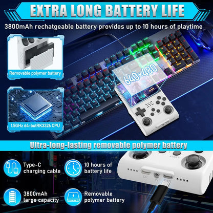 Handheld Game Console R40S Pro with 3.5-Inch IPS HD, 640x480 resolution, 256GB Options, 3500mAh Battery, 30, 000-game 256GB bundle