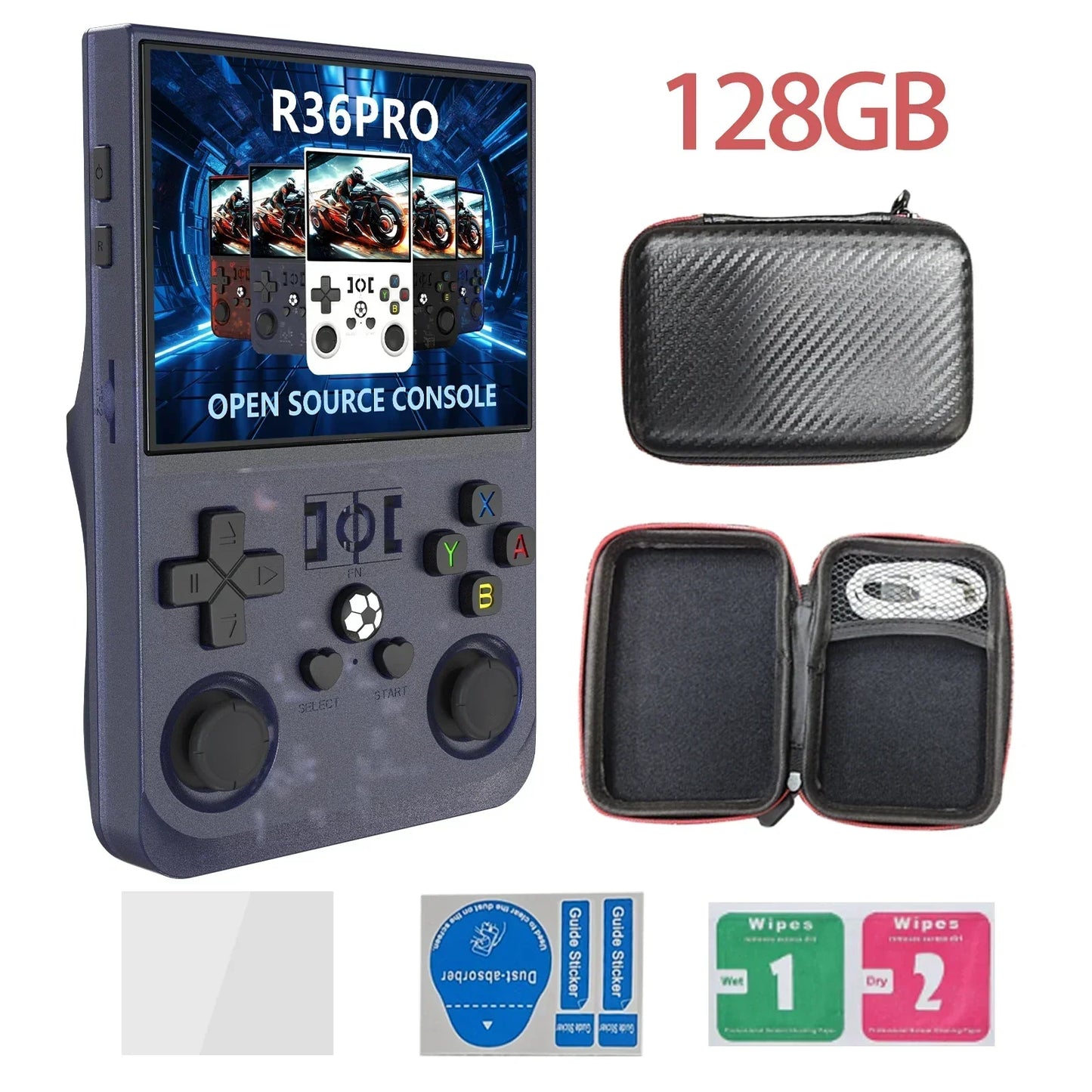 Handheld Game Console R36PRO with 3.5-Inch IPS, 640x480, 64GB or 128GB Options, 4000mAh Battery, Hall Effect