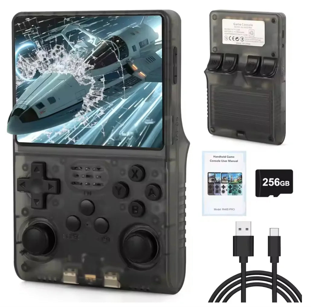 Handheld Game Console R40S Pro with 3.5-Inch IPS HD, 640x480 resolution, 256GB Options, 3500mAh Battery, 30, 000-game 256GB bundle