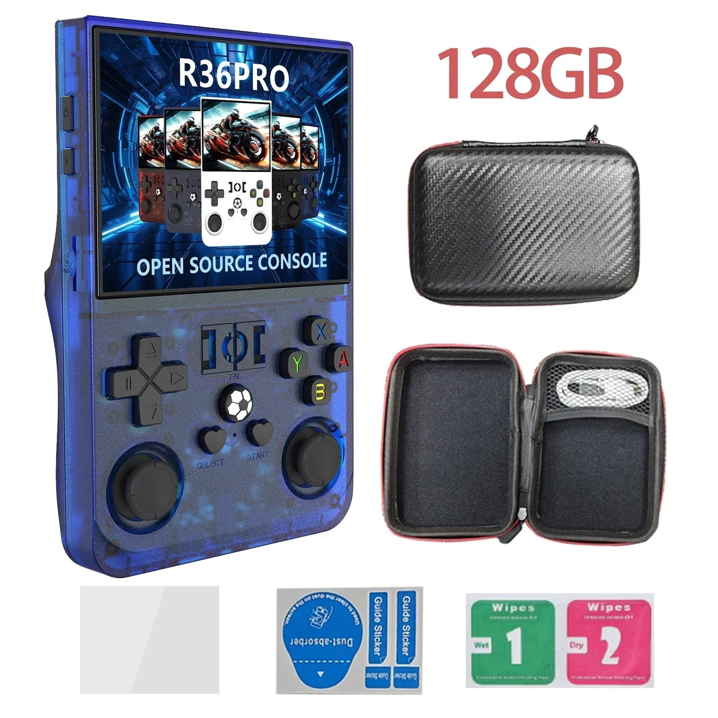 Handheld Game Console R36PRO with 3.5-Inch IPS, 640x480, 64GB or 128GB Options, 4000mAh Battery, Hall Effect