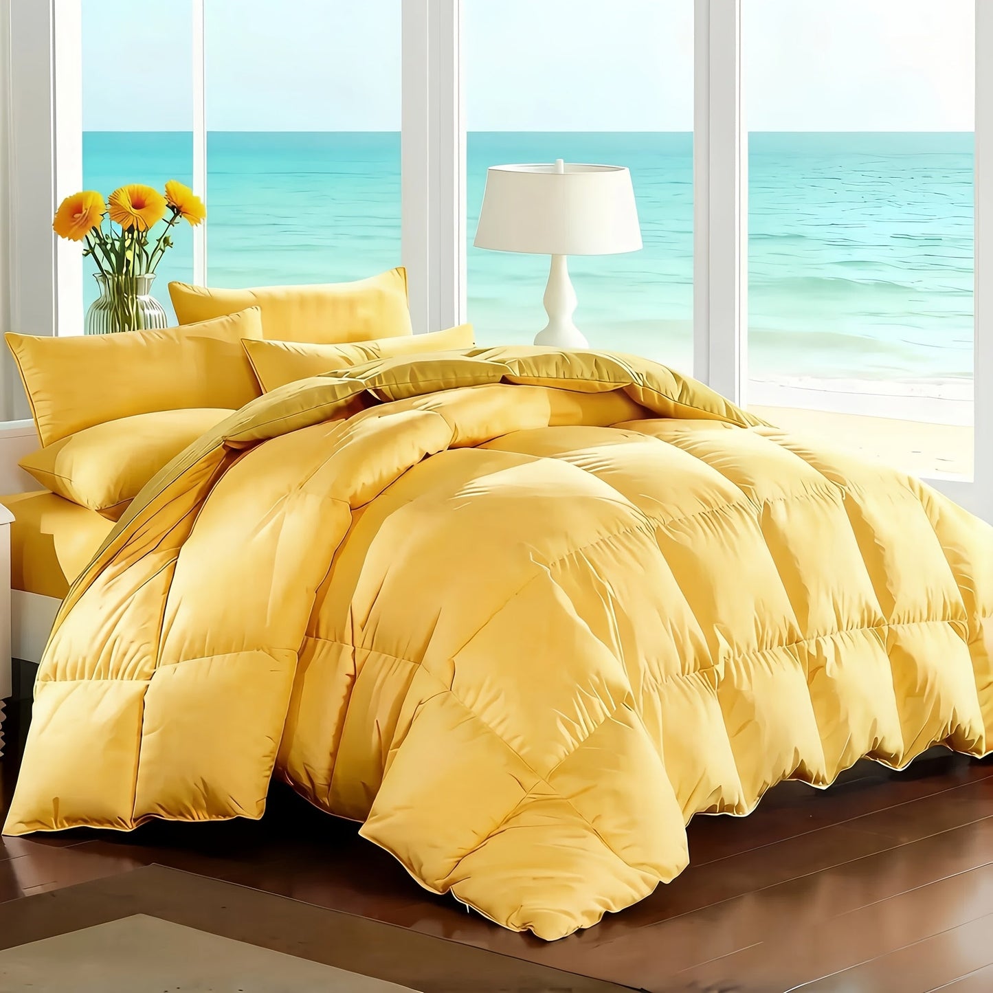 Comforter Set 7-Piece Bed in a Bag Queen King Full Soft Microfiber Down Alternative Comforter Fitted Sheet Flat Sheet Pillow Shams