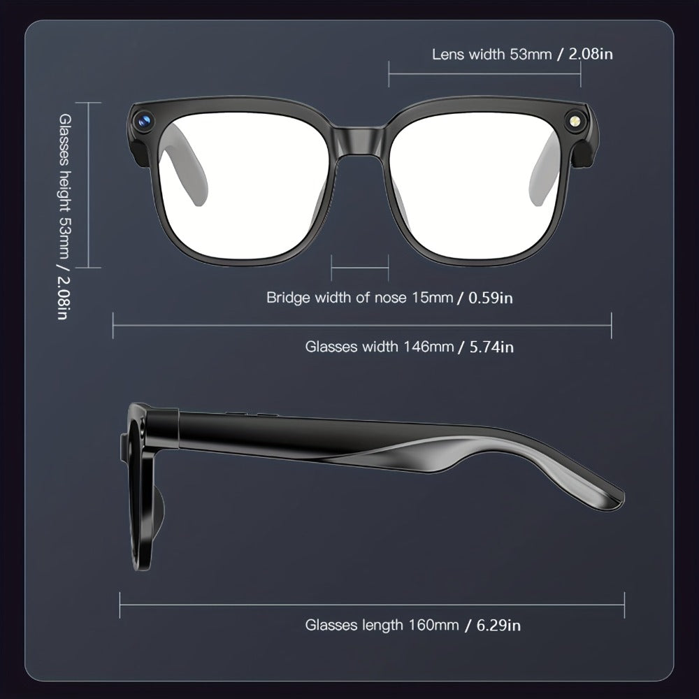 Smart Glasses 8MP Wide-Angle Camera Eyewear with 4K Recording, 4GB Storage and 163-Language Translation
