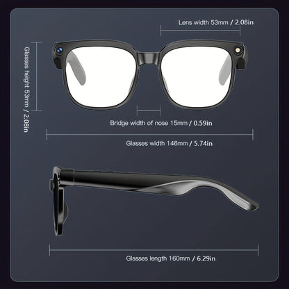 Smart Glasses 8MP Wide-Angle Camera Eyewear with 4K Recording, 4GB Storage and 163-Language Translation