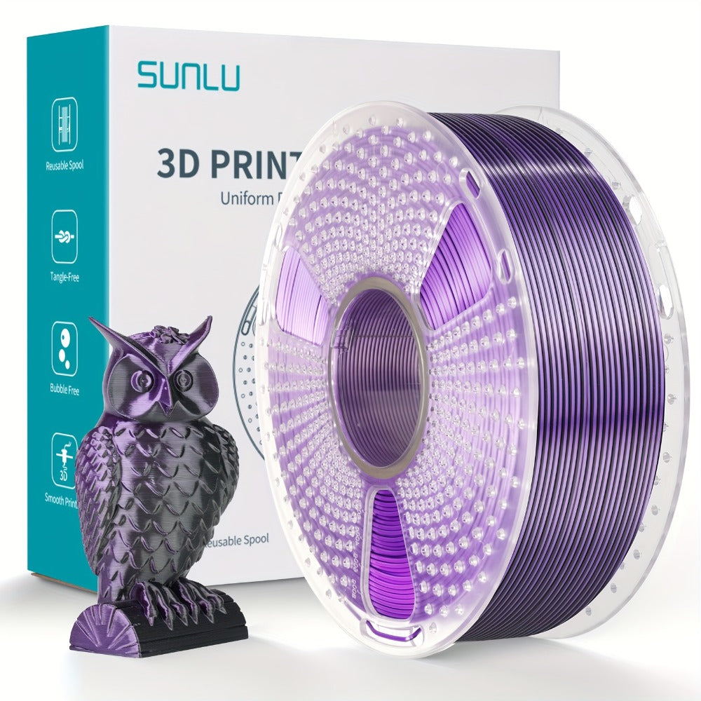 3D Printer Filament SUNLU Dual-Color Silk PLA+ 1.75mm 1kg Spool with Ten Glossy Two-Tone Options