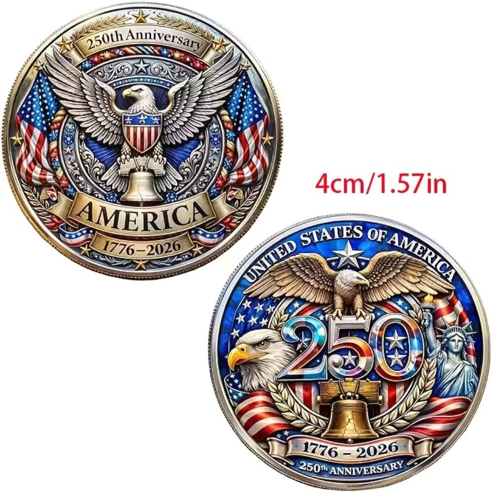US 250th Anniversary Commemorative Coins 1776-2026 Set of 10 – America 250 Collectible Coins with Dual Historical Patterns