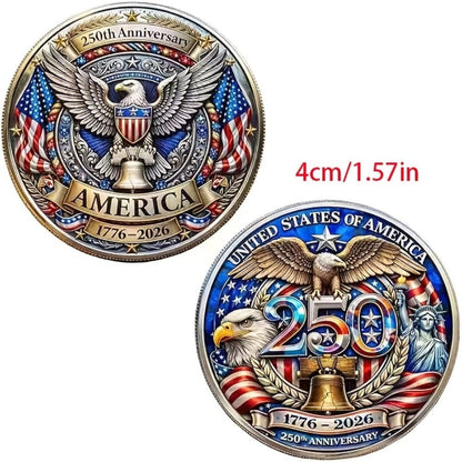 US 250th Anniversary Commemorative Coins 1776-2026 Set of 10 – America 250 Collectible Coins with Dual Historical Patterns
