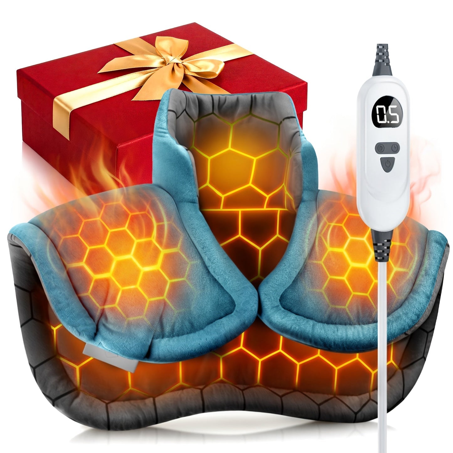 Graphene Heating Pad for Neck Shoulders & Back – 130W Weighted Electric Pad, Soft Flannel, Multiple Heat Settings, Timer & Auto Shut-Off