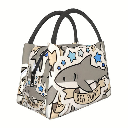 Cooler Bag with Grey Shark Pattern – Portable Reusable Insulated Lunch Bag for Camping, Picnic, Beach, Office, Home & Outdoor Use