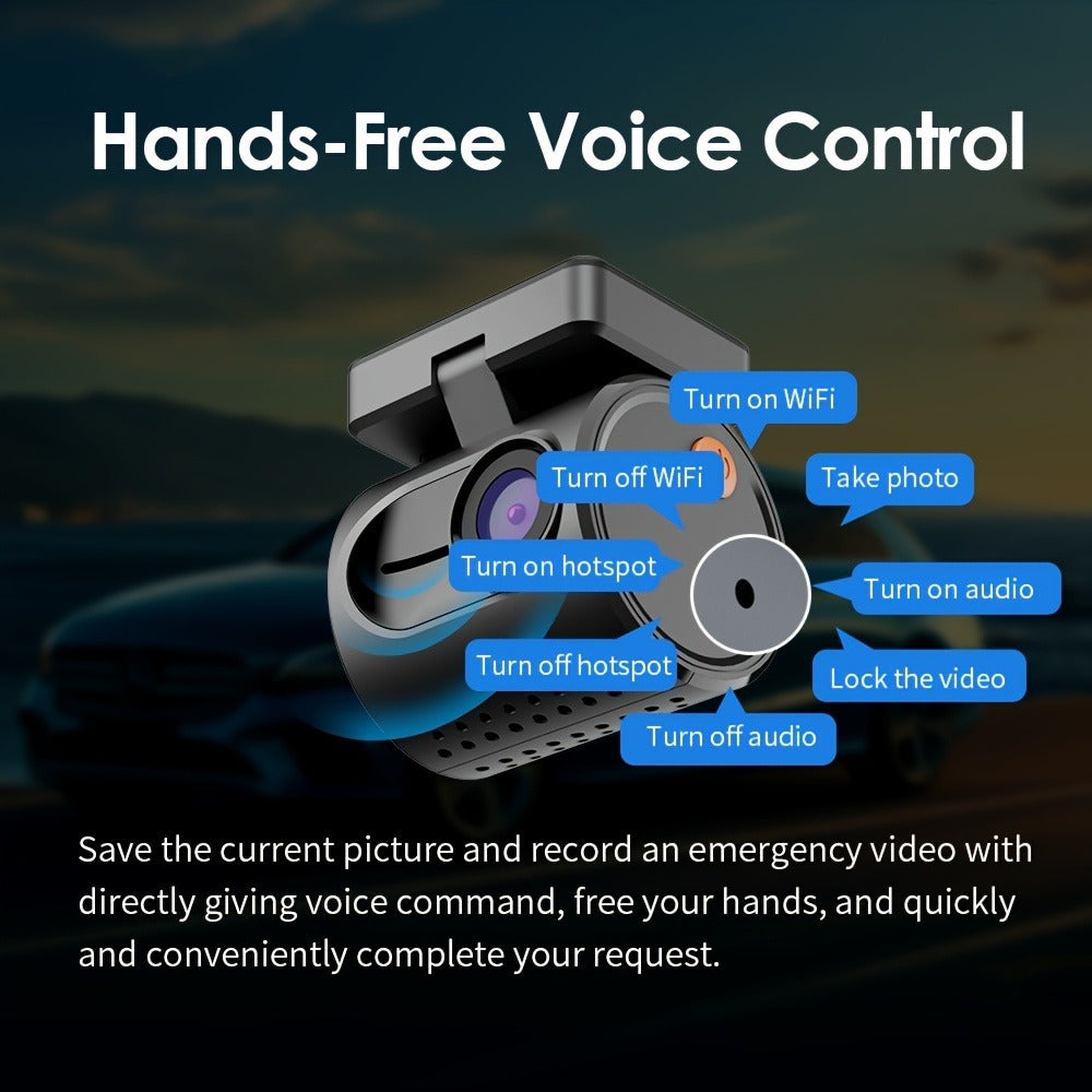 KAWA Mini 3 2K Dash Cam – 1296P QHD WiFi APP & Voice Control, Super Capacitor, Color Night Vision, WDR, Loop Recording, 24H Parking Monitor