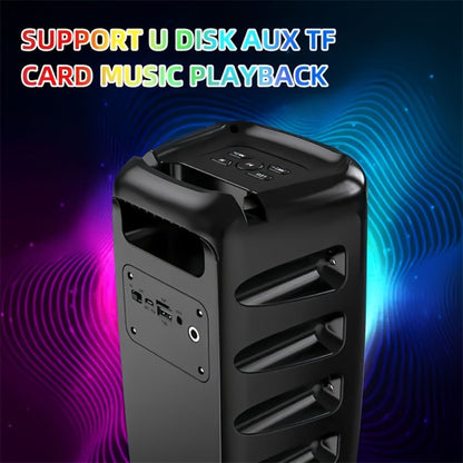 Portable PA Speaker Twin-Ring RGB Wireless Unit with TWS, Tablet Holder and Wired Microphone