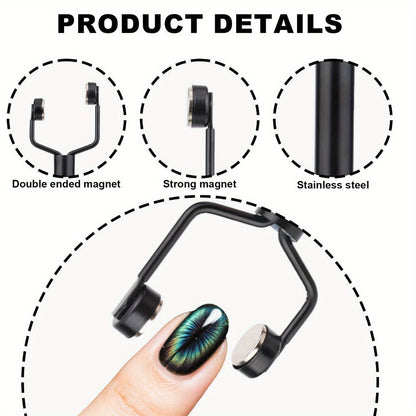 4-in-1 Y-Shaped Cat Eye Nail Magnet Stick Double Head – Heart & Multi-Pattern Magnetic Tool for Cat Eye Gel Polish Nail Art