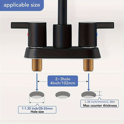 4-Inch Centerset Bathroom Faucet with Dual Handles, Swivel Spout and Single or Two-Piece Finish Options