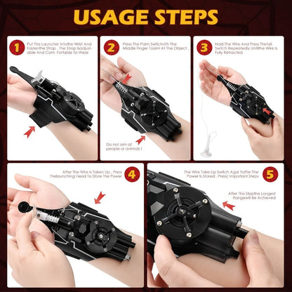 Spider Web Shooter Wrist Toy for Kids - 8ft Realistic Web Launcher with Suction Cup, String Gloves & Launcher