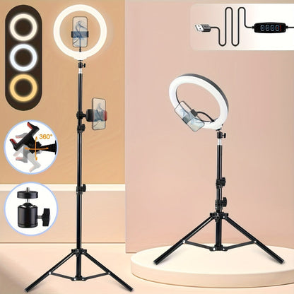 43-Inch Stand LED Ring Light with Phone Holder USB Powered Portable Circle Fill Light for Photography Video Recording Streaming Makeup