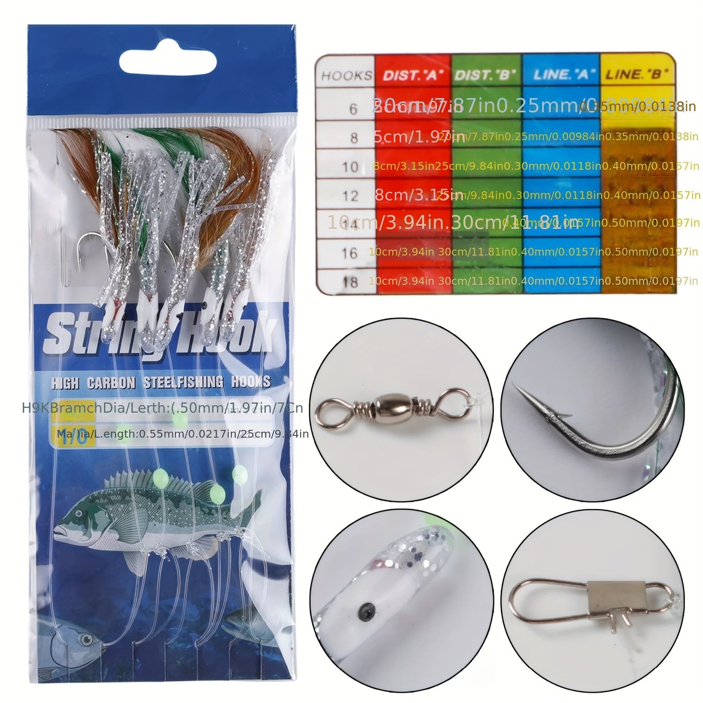 Fishing Rig Set 22 Packs Flasher Lure Bait Rigs – Glow Beads & High Carbon Hooks for Freshwater & Saltwater Trout Bass Salmon Fishing Tackle