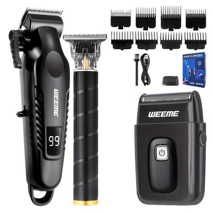 3-in-1 Hair Clipper Grooming Kit for Men – WEEME USB Rechargeable Cordless Beard Trimmer & Body Shaver Set, Home Barber Hair Cutting Kit